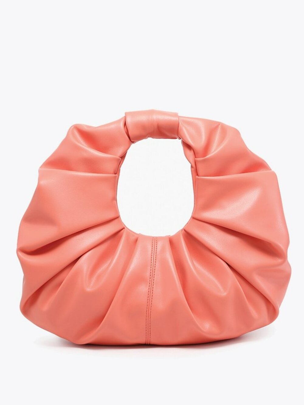 NWT Jen & Co. Miami Pleated Satchel in Peach | Ruched Puffy Statement Bag